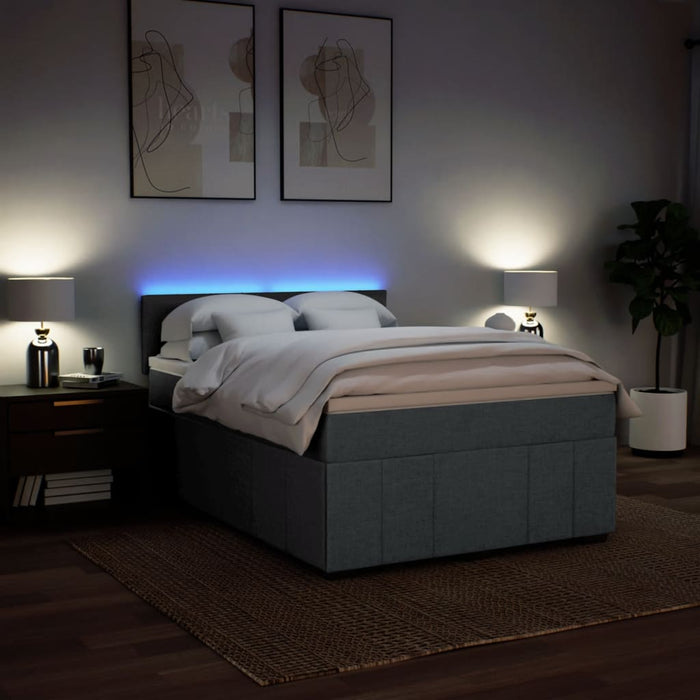 Pat box spring cu saltea, gri închis, 140x190 cm, textil - WALTI WALTI