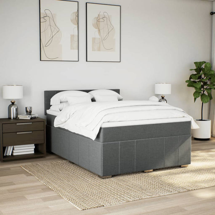 Pat box spring cu saltea, gri închis, 140x190 cm, textil - WALTI WALTI
