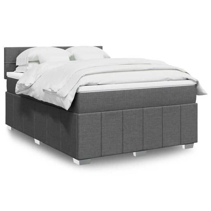 Pat box spring cu saltea, gri închis, 140x190 cm, textil - WALTI WALTI