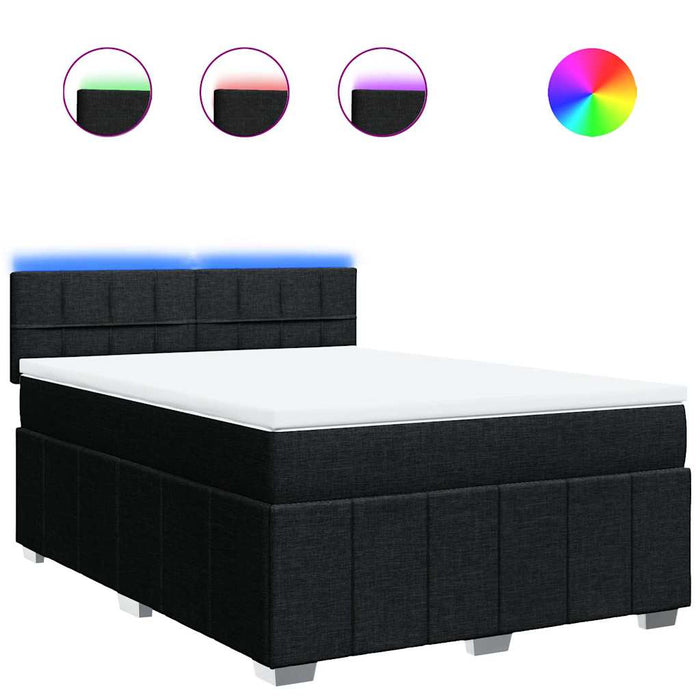 Pat box spring cu saltea, negru, 140x190 cm, textil - WALTI WALTI