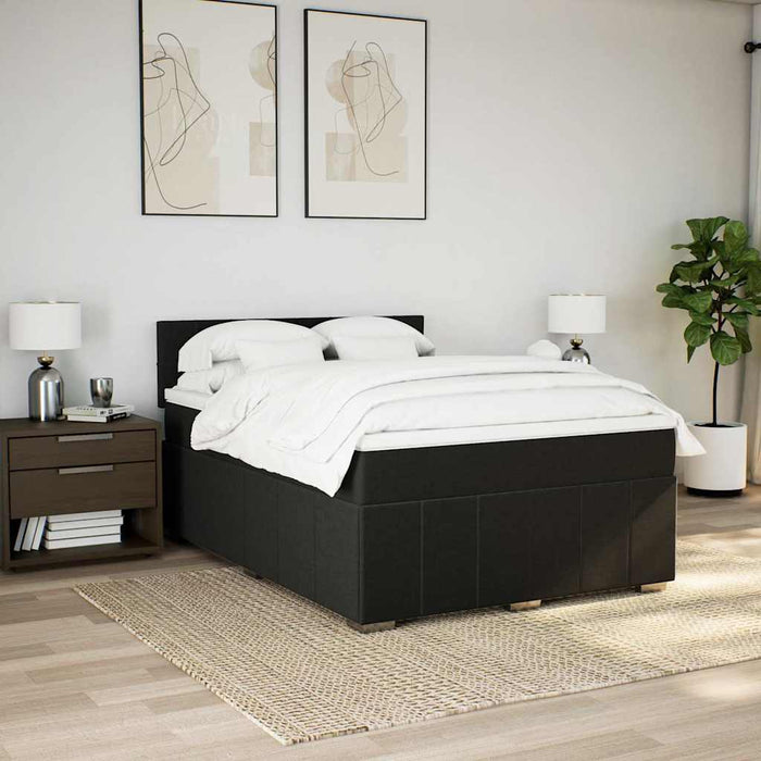 Pat box spring cu saltea, negru, 140x190 cm, textil - WALTI WALTI