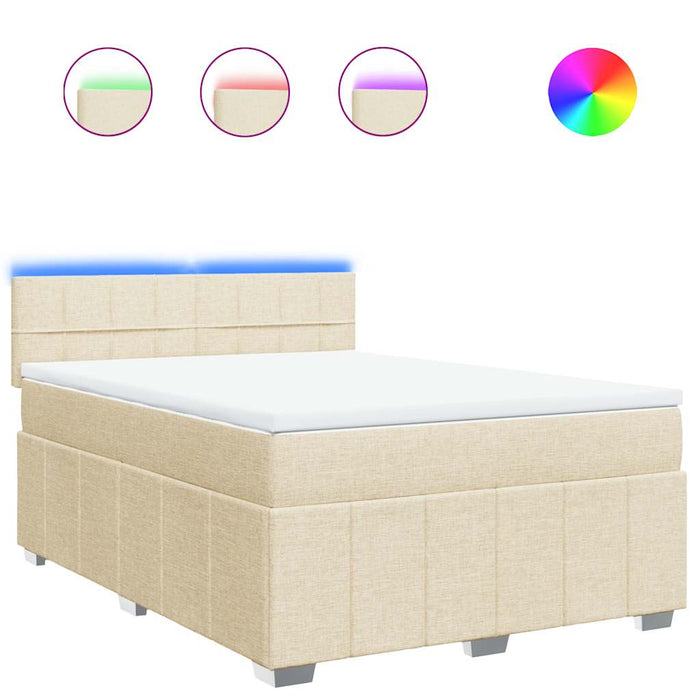 Pat box spring cu saltea, crem, 140x200 cm, textil - WALTI WALTI