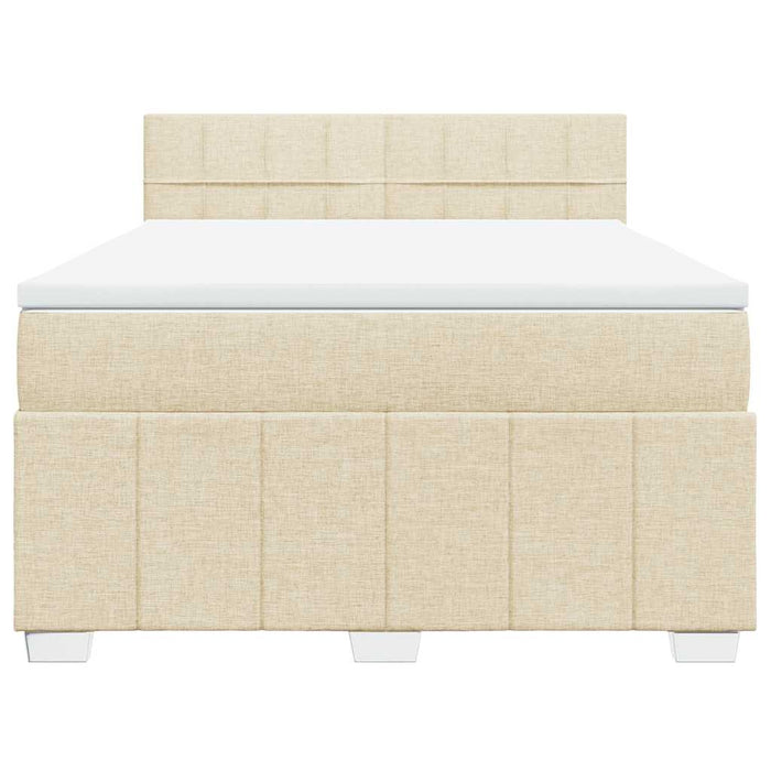 Pat box spring cu saltea, crem, 140x200 cm, textil - WALTI WALTI