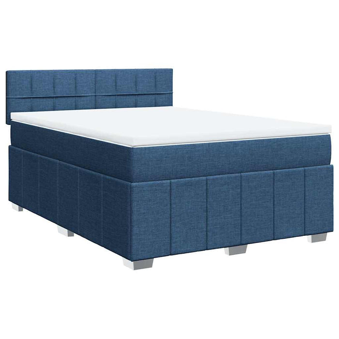Pat box spring cu saltea, albastru, 140x200 cm, textil - WALTI WALTI