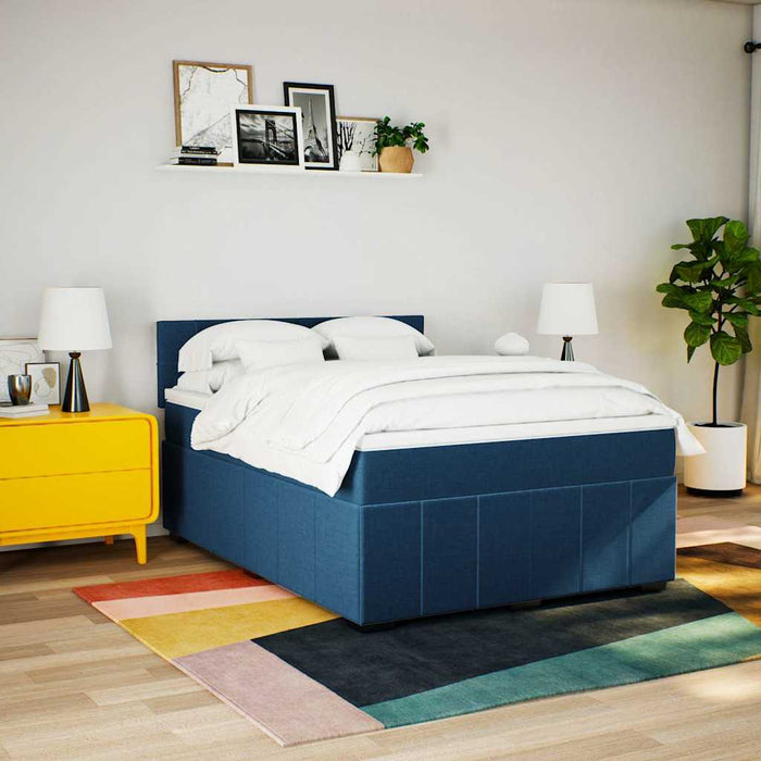 Pat box spring cu saltea, albastru, 140x200 cm, textil - WALTI WALTI