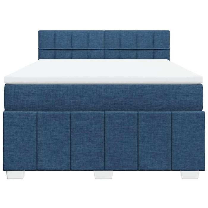 Pat box spring cu saltea, albastru, 140x200 cm, textil - WALTI WALTI