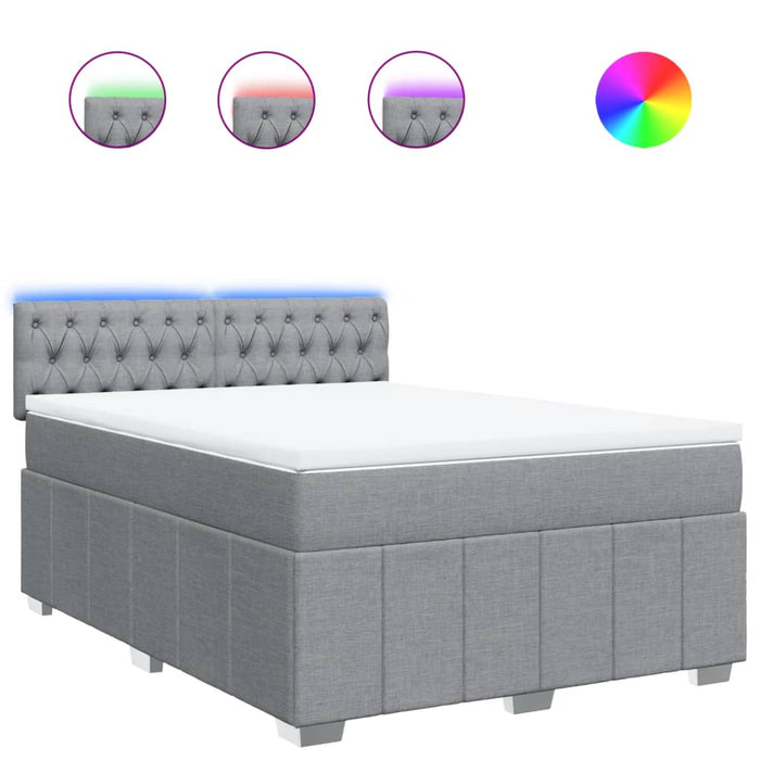 Pat box spring cu saltea, gri deschis, 140x190 cm, textil - WALTI WALTI