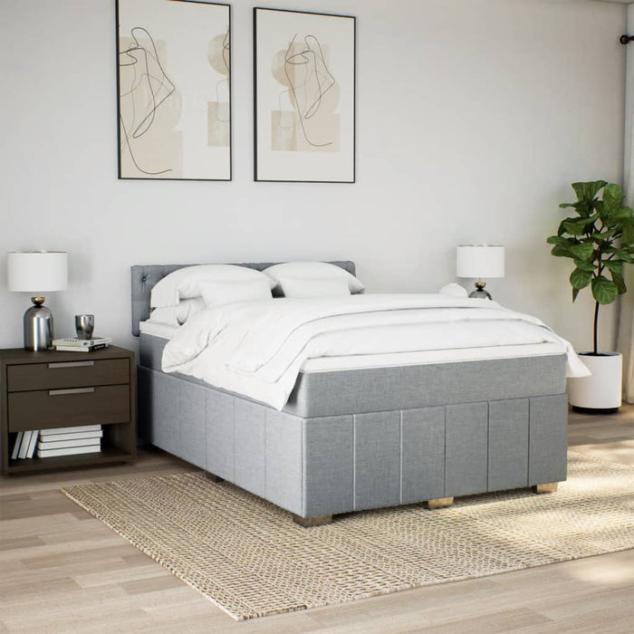 Pat box spring cu saltea, gri deschis, 140x190 cm, textil - WALTI WALTI