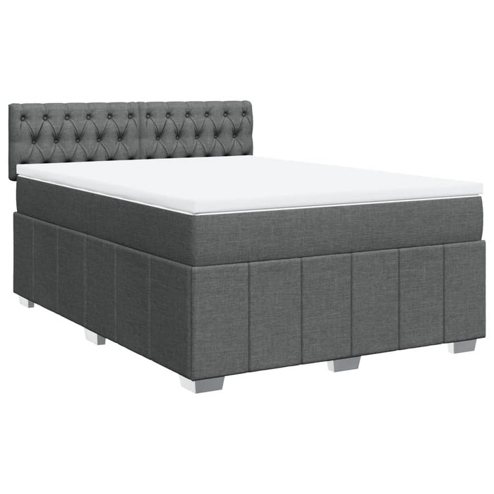 Pat box spring cu saltea, gri închis, 140x190 cm, textil - WALTI WALTI