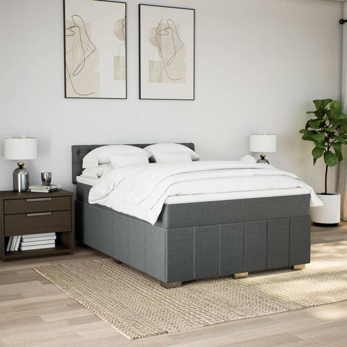 Pat box spring cu saltea, gri închis, 140x190 cm, textil - WALTI WALTI