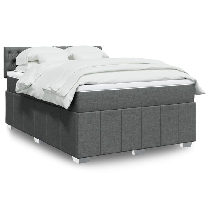 Pat box spring cu saltea, gri închis, 140x190 cm, textil - WALTI WALTI