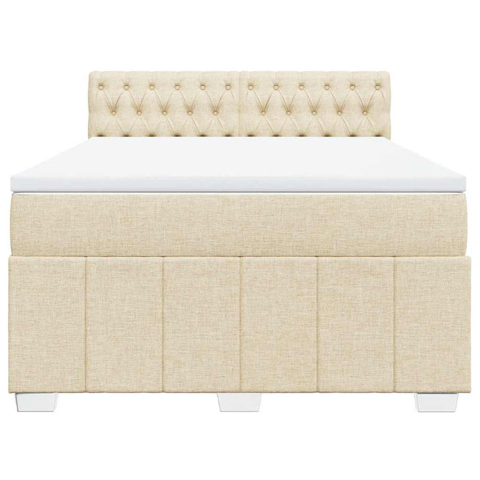Pat box spring cu saltea, crem, 140x200 cm, textil - WALTI WALTI