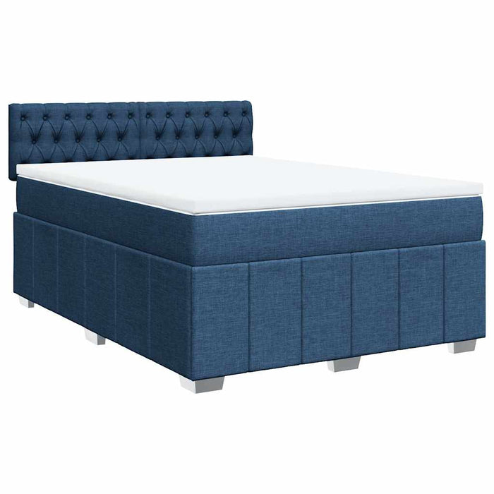 Pat box spring cu saltea, albastru, 140x200 cm, textil - WALTI WALTI
