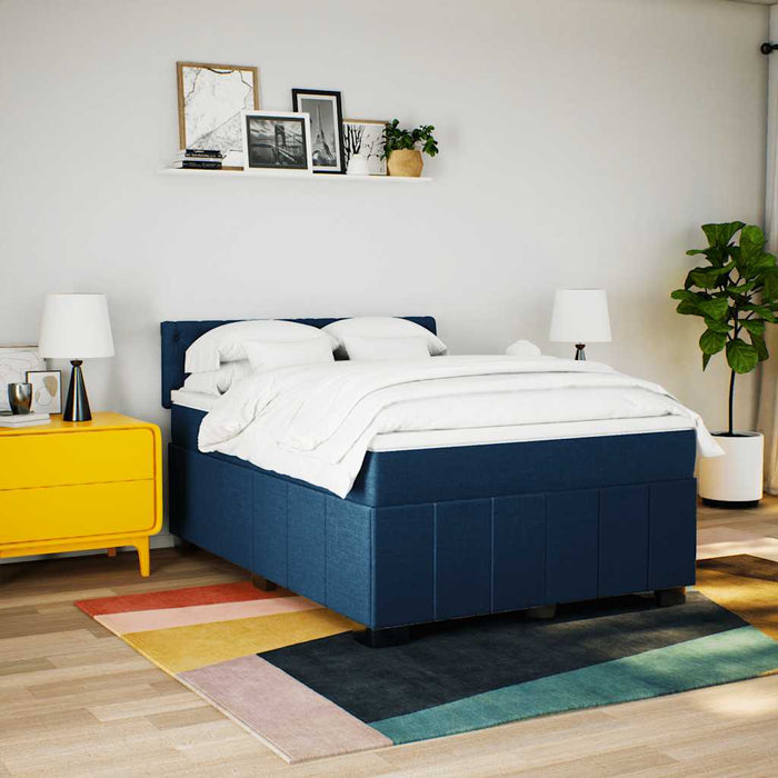 Pat box spring cu saltea, albastru, 140x200 cm, textil - WALTI WALTI