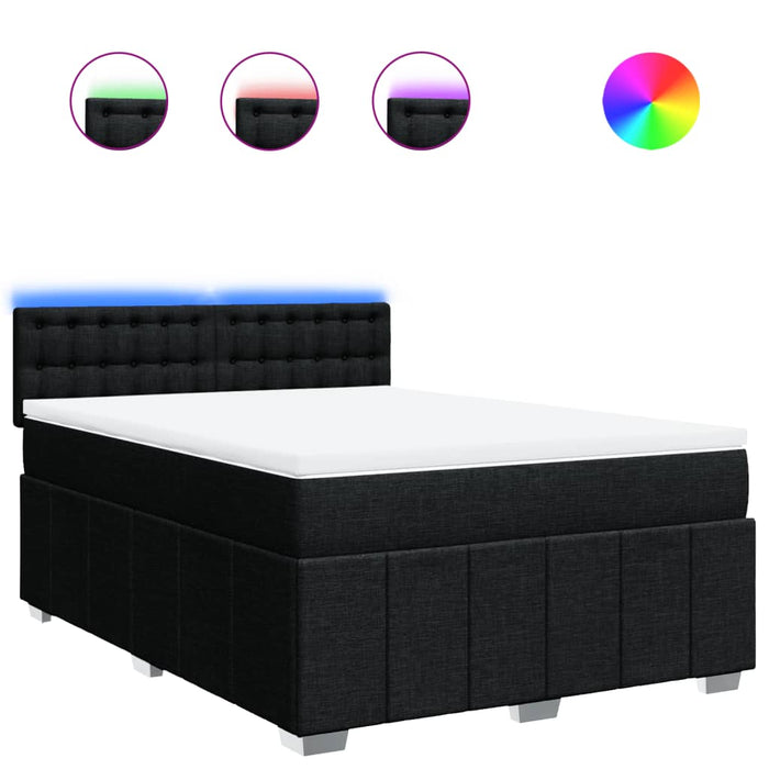 Pat box spring cu saltea, negru, 140x190 cm, textil - WALTI WALTI