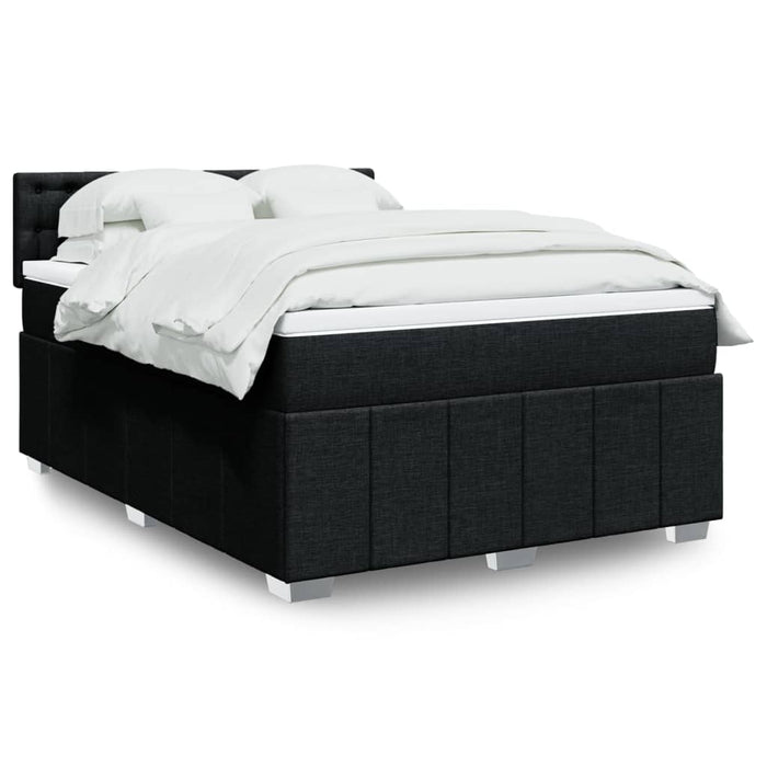 Pat box spring cu saltea, negru, 140x190 cm, textil - WALTI WALTI