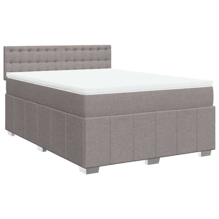 Pat box spring cu saltea, gri taupe, 140x200 cm, textil - WALTI WALTI
