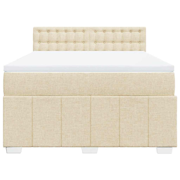 Pat box spring cu saltea, crem, 140x200 cm, textil - WALTI WALTI