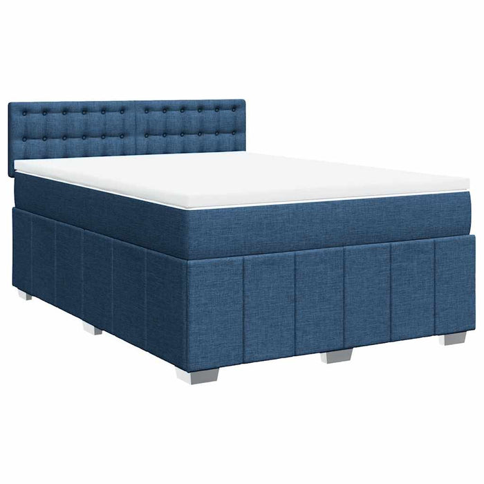 Pat box spring cu saltea, albastru, 140x200 cm, textil - WALTI WALTI