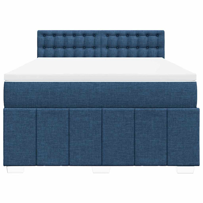 Pat box spring cu saltea, albastru, 140x200 cm, textil - WALTI WALTI