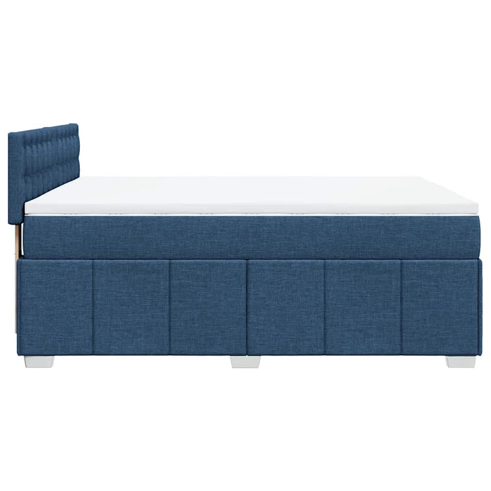 Pat box spring cu saltea, albastru, 140x200 cm, textil - WALTI WALTI
