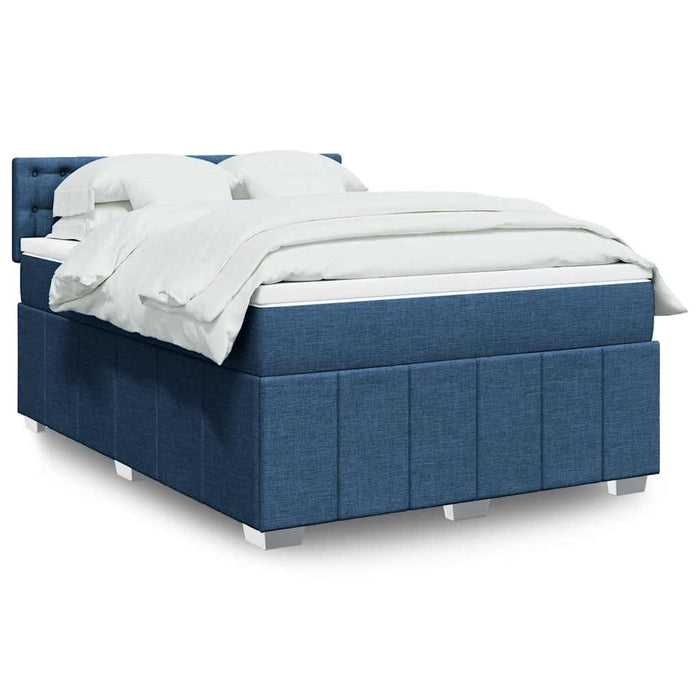 Pat box spring cu saltea, albastru, 140x200 cm, textil - WALTI WALTI