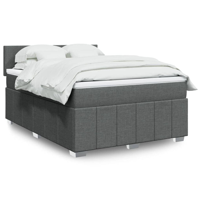 Pat box spring cu saltea, gri închis, 140x200 cm, textil - WALTI WALTI