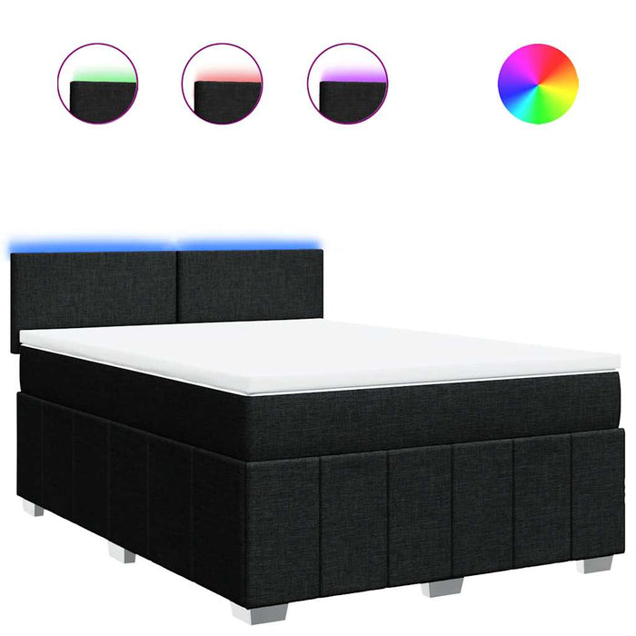 Pat box spring cu saltea, negru, 140x200 cm, textil - WALTI WALTI