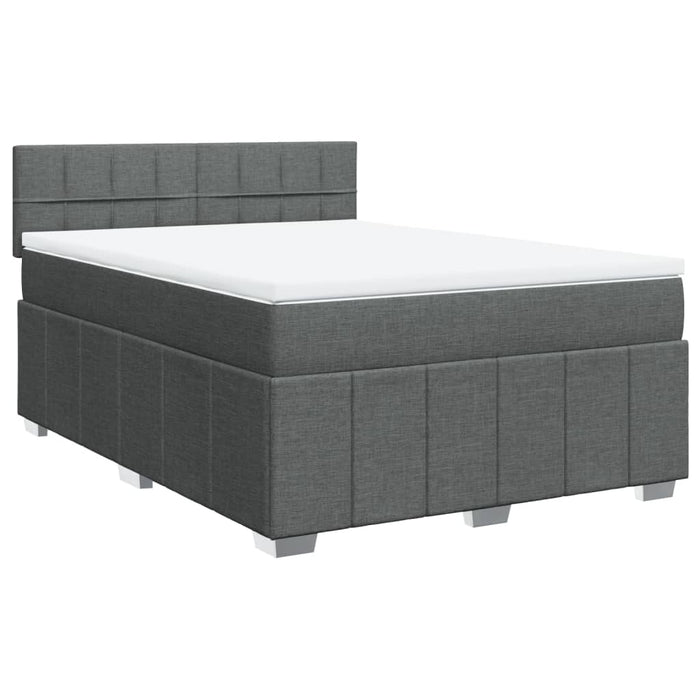 Pat box spring cu saltea, gri închis, 140x200 cm, textil - WALTI WALTI