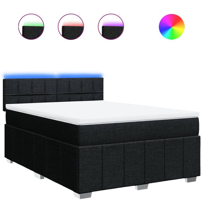 Pat box spring cu saltea, negru, 140x200 cm, textil - WALTI WALTI