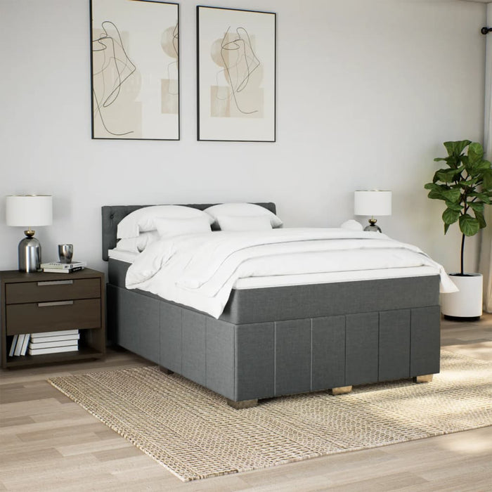 Pat box spring cu saltea, gri închis, 140x200 cm, textil - WALTI WALTI