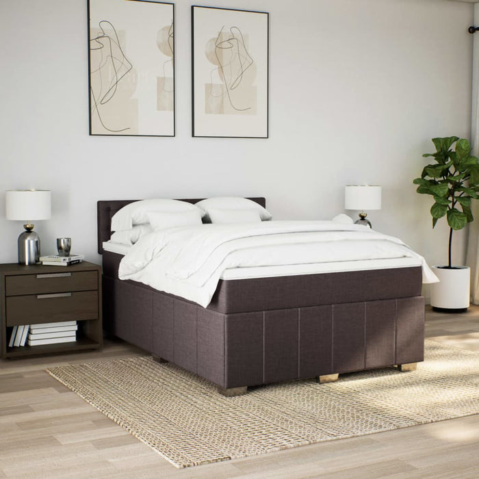 Pat continental cu saltea, maro închis, 140x200 cm, textil - WALTI WALTI
