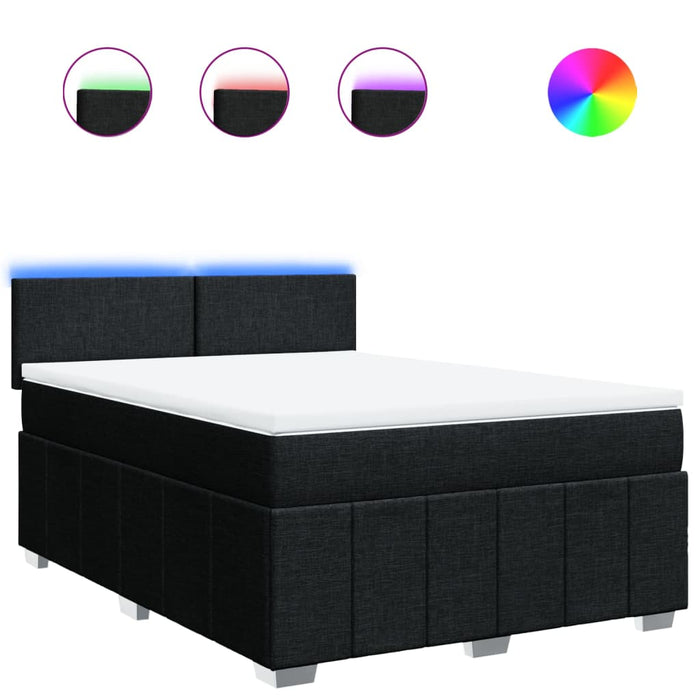 Pat box spring cu saltea, negru, 160x200 cm, textil - WALTI WALTI