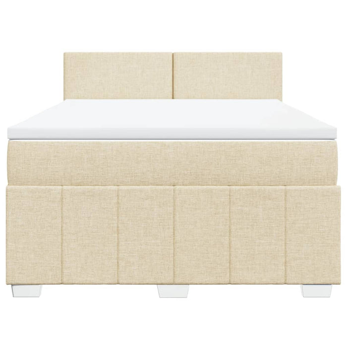 Pat box spring cu saltea, crem, 160x200 cm, material textil - WALTI WALTI