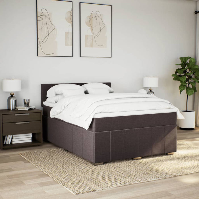 Pat box spring cu saltea, maro închis, 160x200 cm, textil WALTI