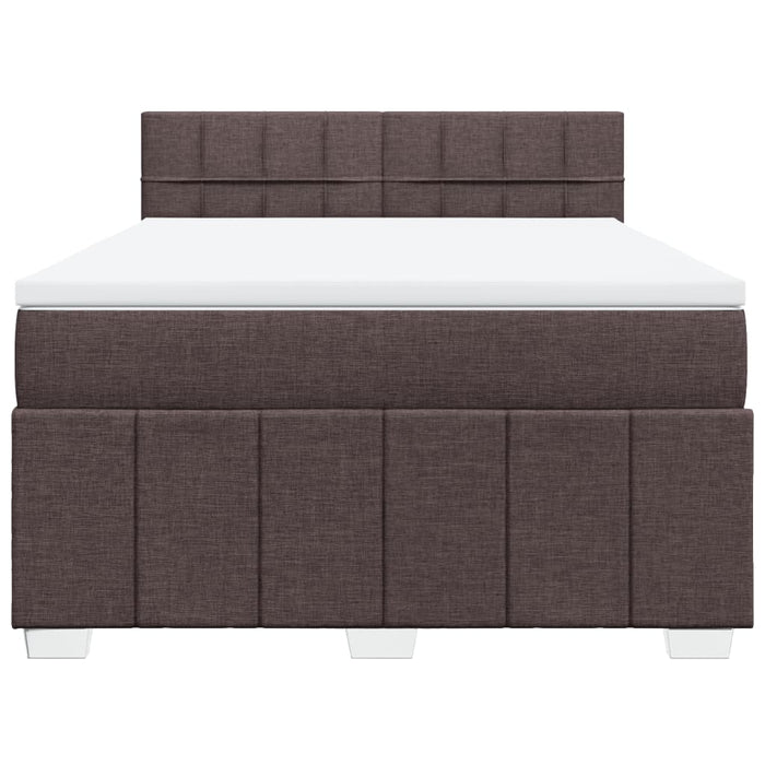 Pat box spring cu saltea, maro închis, 160x200 cm, textil WALTI