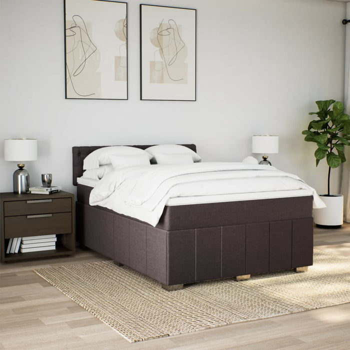 Pat box spring cu saltea, maro închis, 160x200 cm, textil - WALTI WALTI