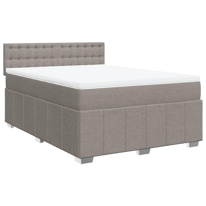 Pat box spring cu saltea, gri taupe, 160x200 cm material textil - WALTI WALTI