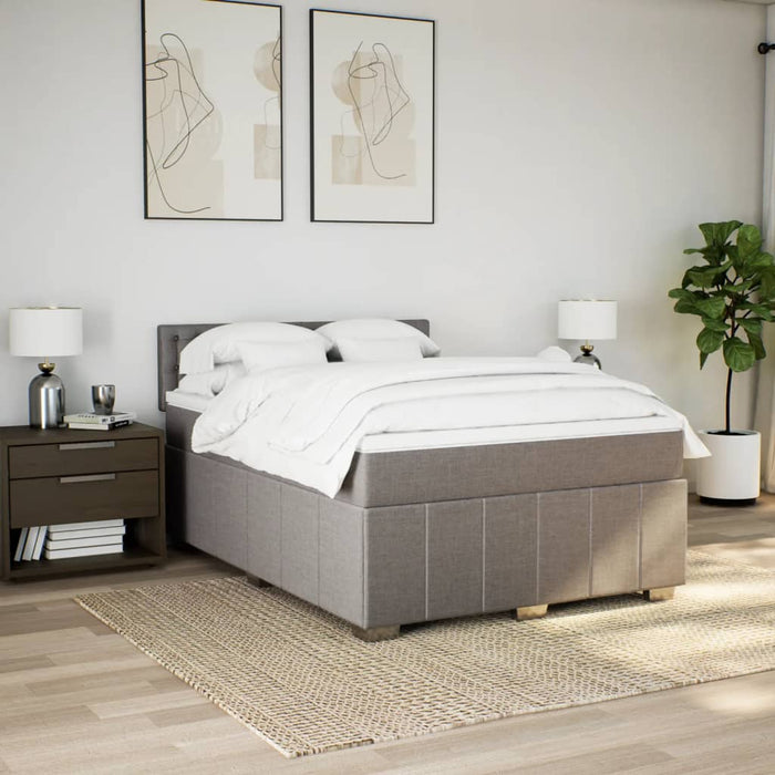 Pat box spring cu saltea, gri taupe, 160x200 cm material textil - WALTI WALTI