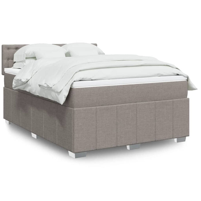Pat box spring cu saltea, gri taupe, 160x200 cm material textil - WALTI WALTI
