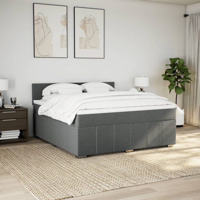 Pat box spring cu saltea, gri închis, 180x200 cm, textil - WALTI WALTI