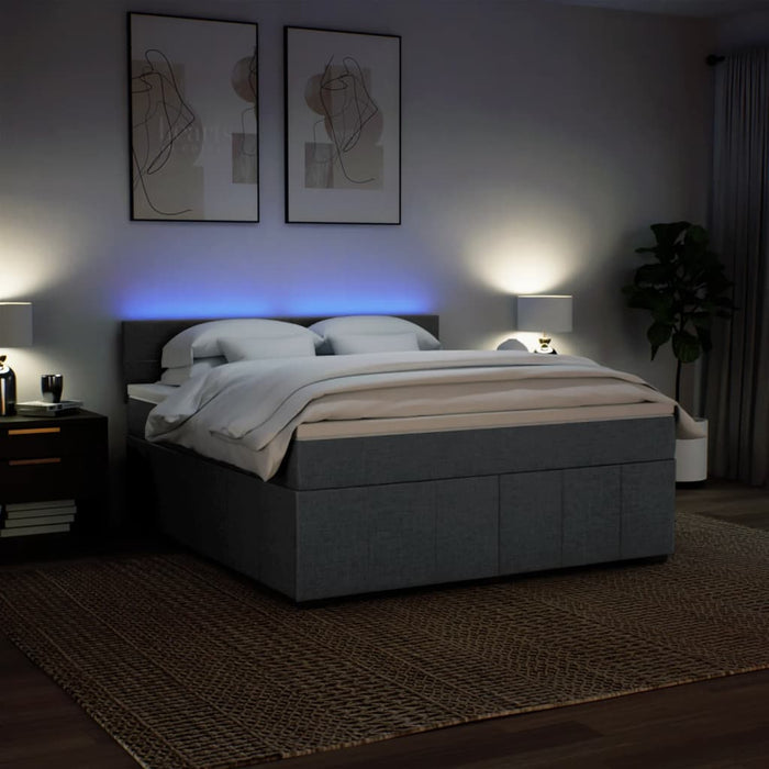 Pat box spring cu saltea, gri închis, 180x200 cm, textil - WALTI WALTI