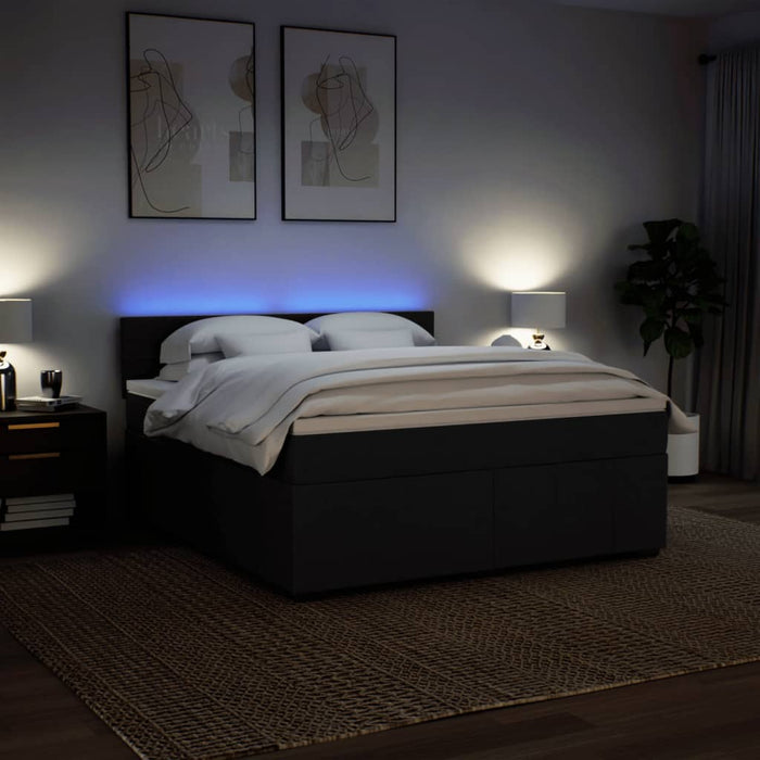 Pat box spring cu saltea, negru, 180x200 cm, catifea - WALTI WALTI