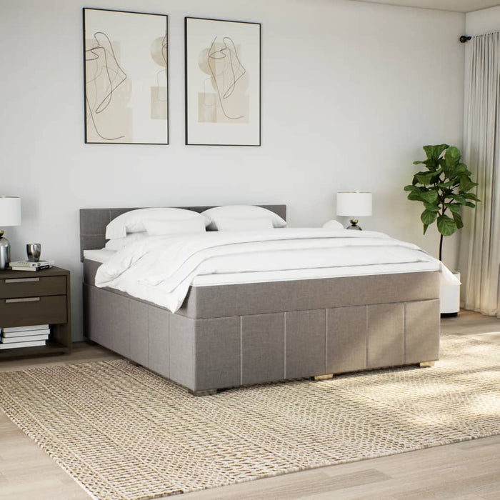 Pat continental cu saltea, gri taupe, 180x200 cm, textil - WALTI WALTI