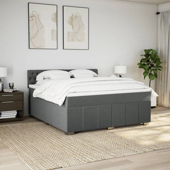 Pat box spring cu saltea, gri închis, 180x200 cm, textil - WALTI WALTI
