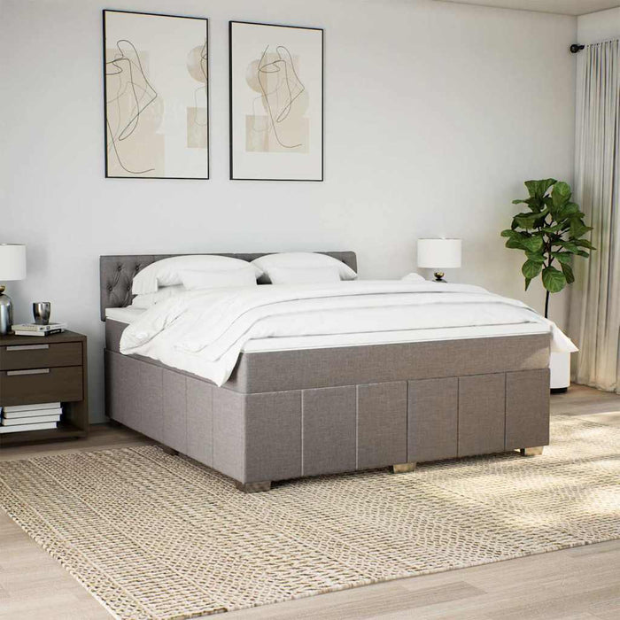 Pat continental cu saltea, gri taupe, 180x200 cm, textil - WALTI WALTI
