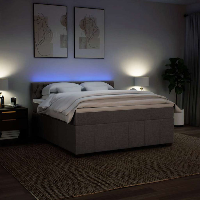 Pat continental cu saltea, gri taupe, 180x200 cm, textil - WALTI WALTI