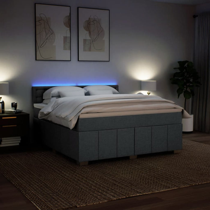 Pat box spring cu saltea, gri închis, 180x200 cm, textil - WALTI WALTI