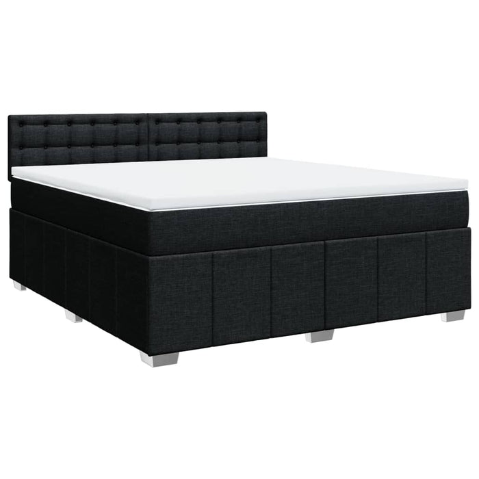 Pat box spring cu saltea, negru, 180x200 cm, catifea WALTI