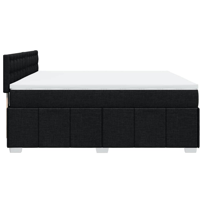 Pat box spring cu saltea, negru, 180x200 cm, catifea WALTI